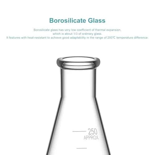 stonylab Glass Erlenmeyer Flask 250ml Heavy Wall Narrow Mouth | Borosilicate Lab Flask thumbnail 3