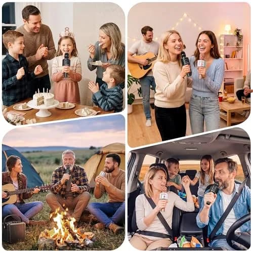 BONAOK Wireless Bluetooth Karaoke Microphone Q37 Black | Portable Handheld Mic Speaker for Smartphones & Parties thumbnail 6