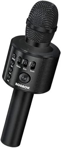 BONAOK Wireless Bluetooth Karaoke Microphone Q37 Black | Portable Handheld Mic Speaker for Smartphones & Parties thumbnail 1