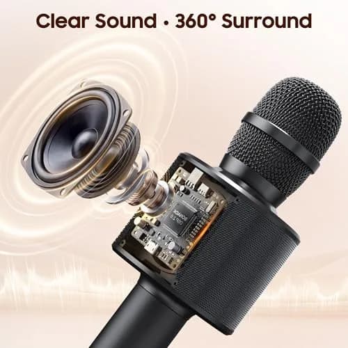 BONAOK Wireless Bluetooth Karaoke Microphone Q37 Black | Portable Handheld Mic Speaker for Smartphones & Parties thumbnail 2