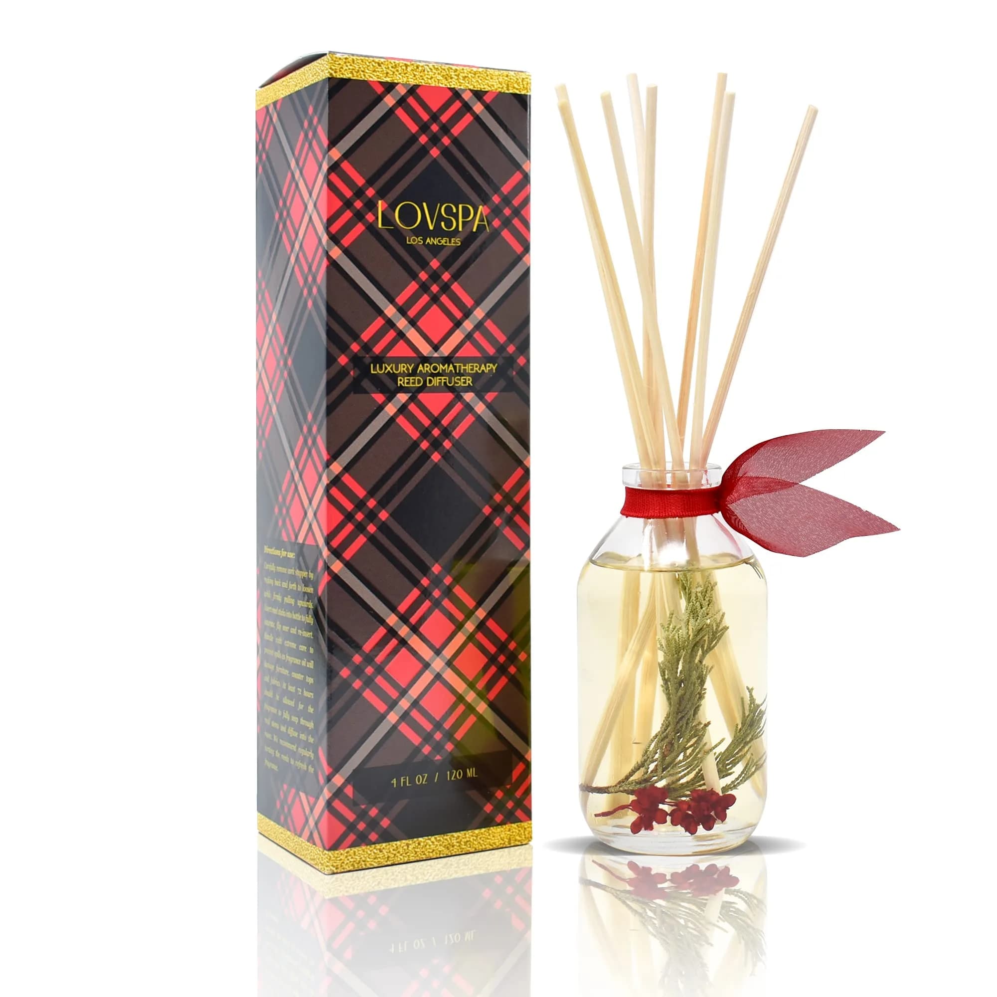 LOVSPA Reed Diffuser Set - Joy Winterberry Spruce 4oz | Long-Lasting, Flame-Free Home Fragrance