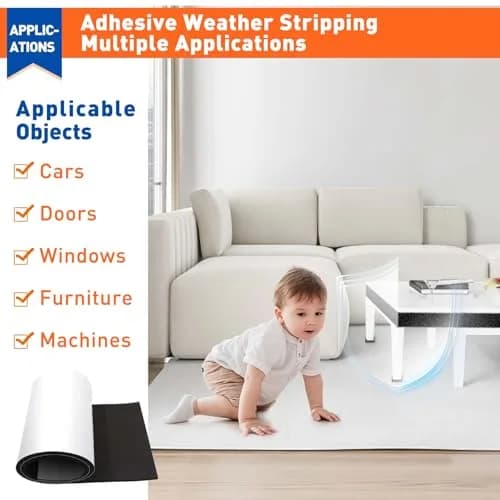 MAGZO Adhesive Sponge Neoprene Foam Padding 12" x 59" x 1/2" Black | Weatherproof Soundproof Insulation for Cars & Machinery thumbnail 7