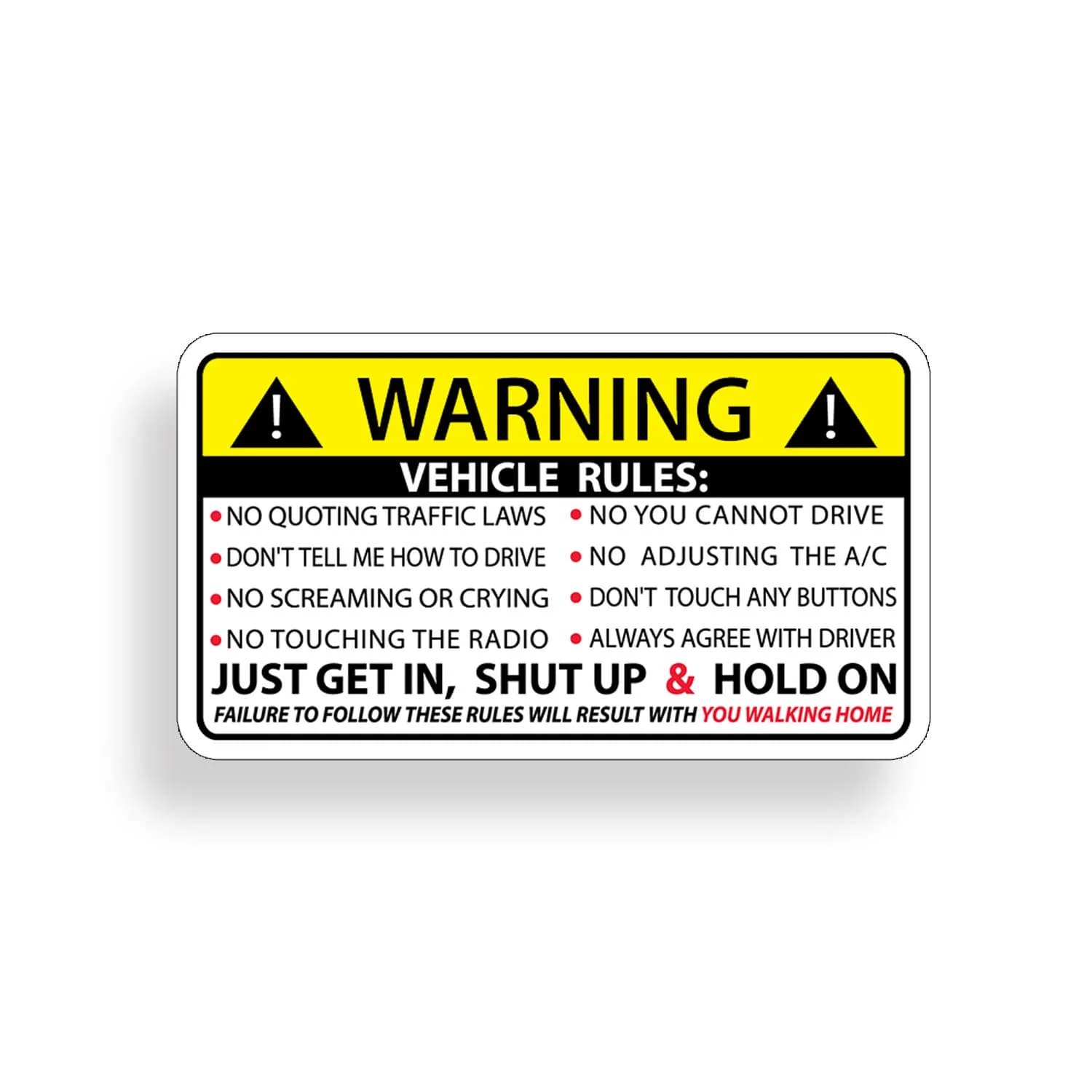 215 Decals Vehicle Rules Sticker 4" x 2.25" | Waterproof Vinyl for Car & Truck - main product image