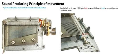 Wingostore 30 Notes Hand Crank Music Box Movement with Copper Gear | DIY Musical Tool Kit thumbnail 5