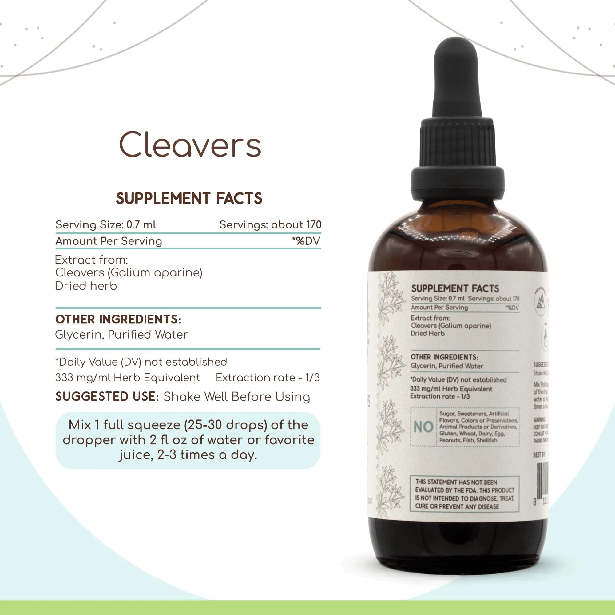 HerbEra Cleavers B120 Alcohol-Free Herbal Extract Tincture 118ml (4 fl oz) | Natural Cleavers Drops for Wellness - view 3