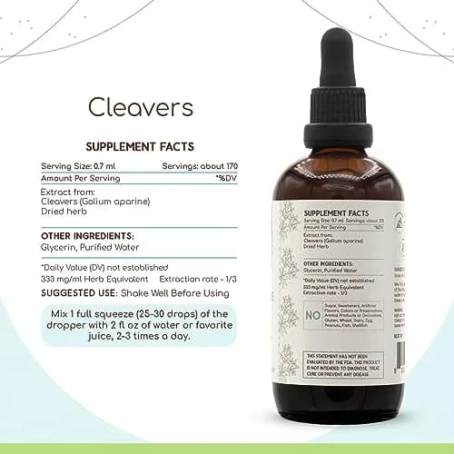 HerbEra Cleavers B120 Alcohol-Free Herbal Extract Tincture 118ml (4 fl oz) | Natural Cleavers Drops for Wellness thumbnail 3