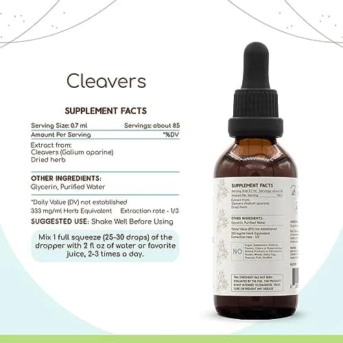 HerbEra Cleavers B60 Alcohol-Free Herbal Extract Tincture 60ml (2 fl oz) | Natural Cleavers (Galium aparine) Dried Herb thumbnail 3
