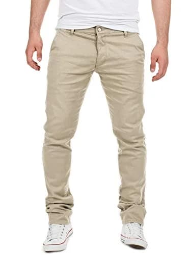 Yazubi Men's Chino Pants Slim Dustin Beige 32W x 34L | Stretch Cotton Casual Trousers thumbnail 1
