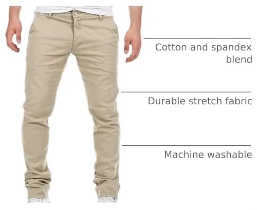 Yazubi Men's Chino Pants Slim Dustin Beige 32W x 34L | Stretch Cotton Casual Trousers thumbnail 4