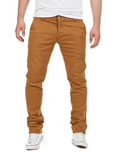 Yazubi Men's Chino Pants Dustin Caramel Slim Fit 36W 30L | Comfortable Cotton Stretch Casual Trousers thumbnail 1