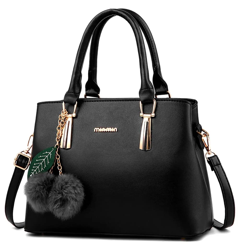 Dreubea Women's Faux Leather Handbag Tote Shoulder Bag Crossbody Purse | Adjustable Strap, Multiple Compartments, Elegant & Versatile — Black
