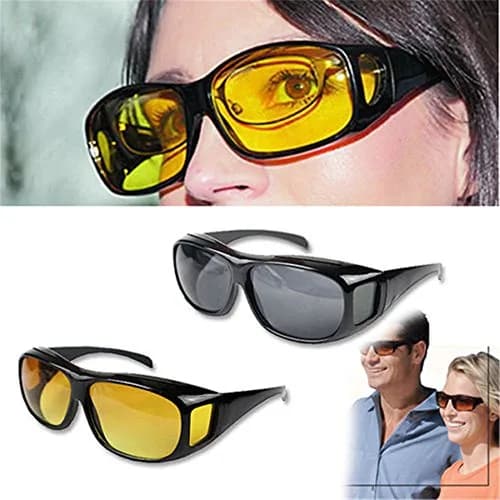 Boolavard Night Sight Night Driving Over Glasses UV Wind Protection | Polarized Yellow Lens, Over Prescription Fit, Lightweight (47mm x 42mm x 19mm) thumbnail 2