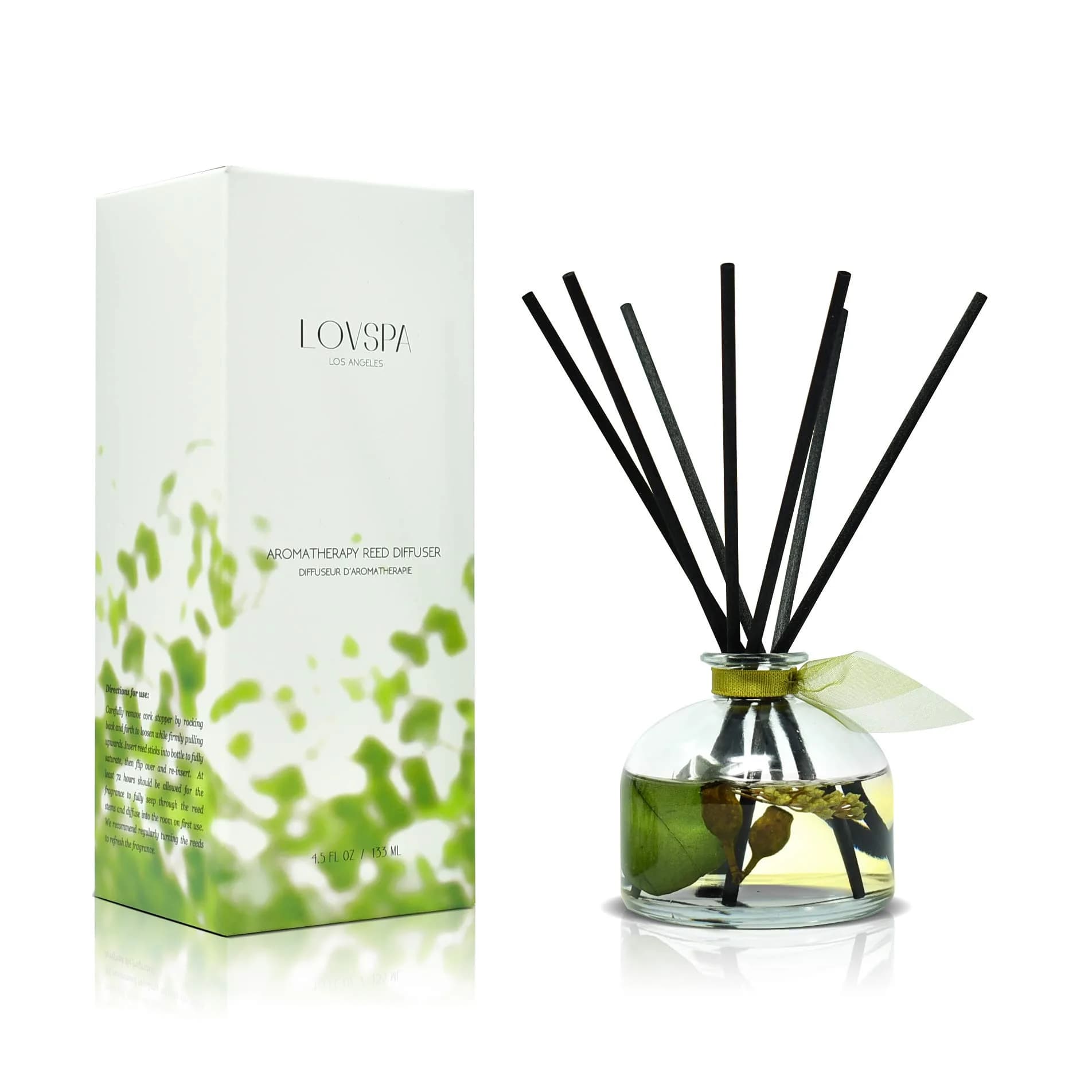 LOVSPA Eucalyptus Reed Diffuser Set 4.5 oz | Revive Fresh Eucalyptus, Sage, Citrus & Mint Scent with Diffuser Sticks