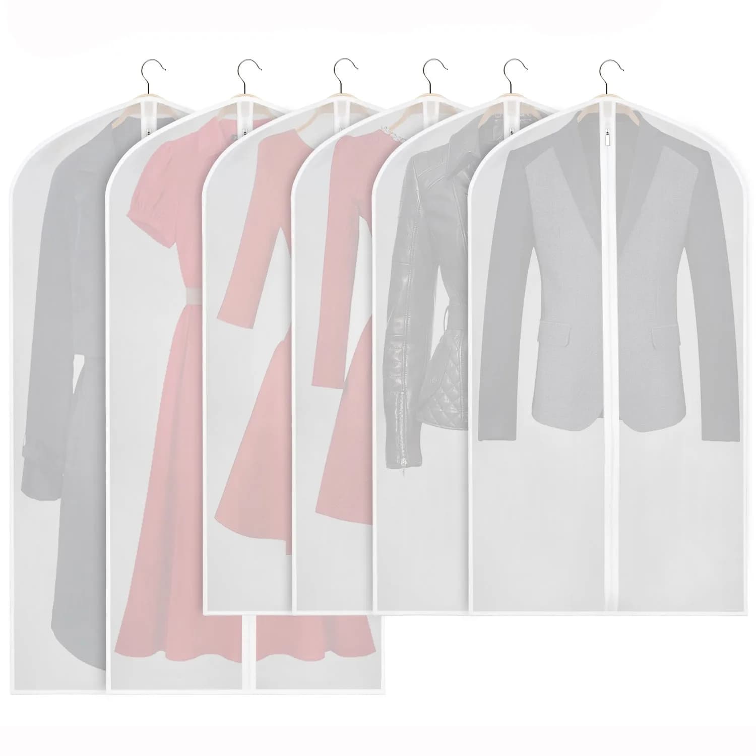 Zilink Hanging Garment Bag Suit Bags for Closet Storage and Travel, 6 Pack | Breathable, Water-Resistant, Wrinkle-Free