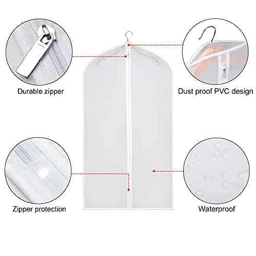Zilink Hanging Garment Bag Suit Bags for Closet Storage and Travel, 6 Pack | Breathable, Water-Resistant, Wrinkle-Free thumbnail 4
