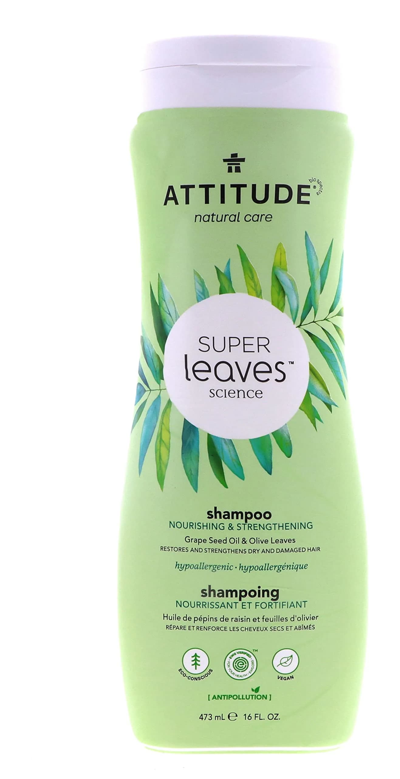 Attitude Natural Shampoo Nourishing & Strengthening 473ml (16 Fl Oz) Pack of 2 | Gentle Hair Cleanser — 16 Fl Oz