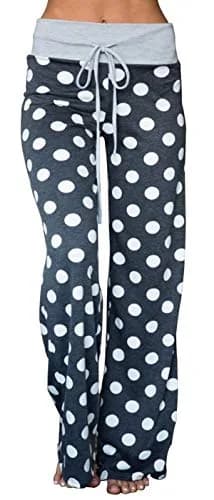 X-Image Women's Casual Comfy Soft Stretch Polka Dot Print Lounge Pants, Grey, Large | Breathable, All-Season Comfort thumbnail 1