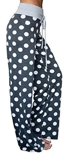 X-Image Women's Casual Comfy Soft Stretch Polka Dot Print Lounge Pants, Grey, Large | Breathable, All-Season Comfort thumbnail 2