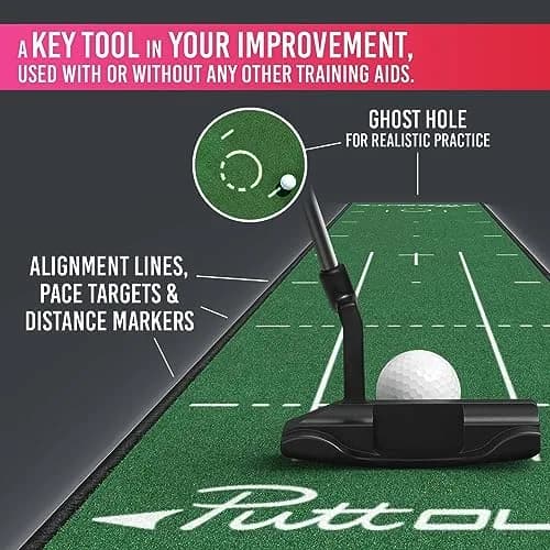 PuttOut Medium Putting Mat - Perfect Your Golf Putting (7.9ft x 1.6ft) | Smooth Medium-Fast Roll for Home Practice thumbnail 5