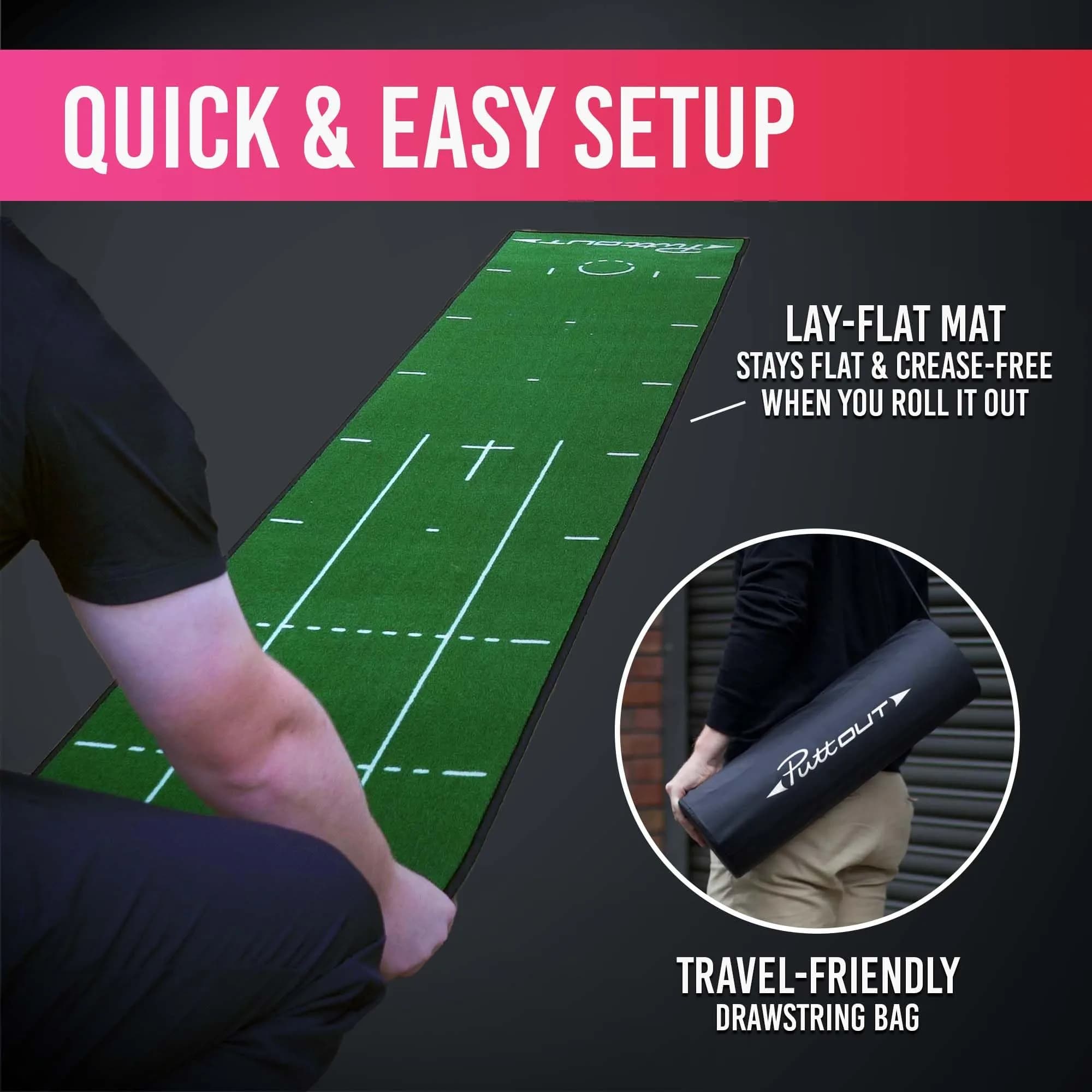 PuttOut Medium Putting Mat - Perfect Your Golf Putting (7.9ft x 1.6ft) | Smooth Medium-Fast Roll for Home Practice - view 7