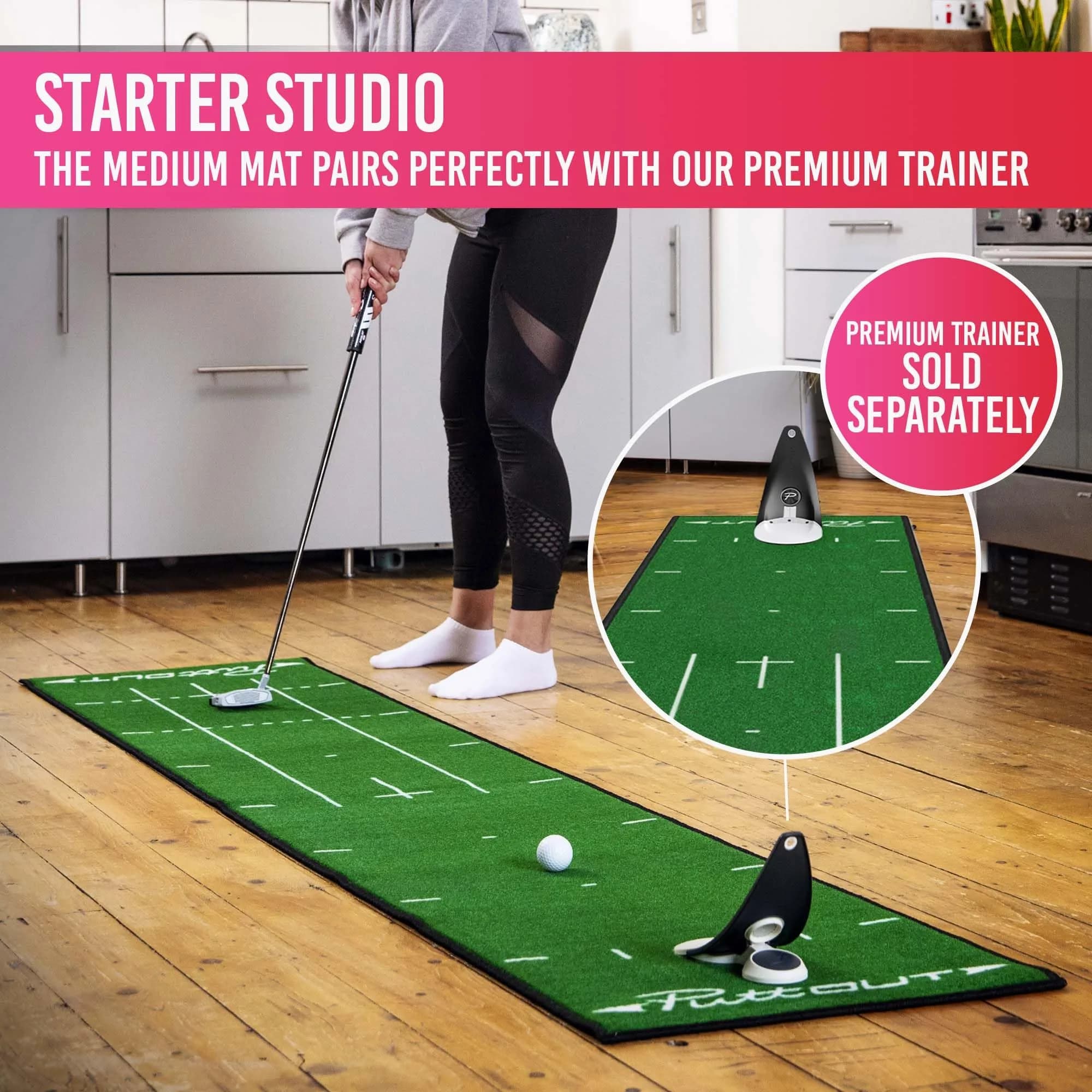 PuttOut Medium Putting Mat - Perfect Your Golf Putting (7.9ft x 1.6ft) | Smooth Medium-Fast Roll for Home Practice - view 8