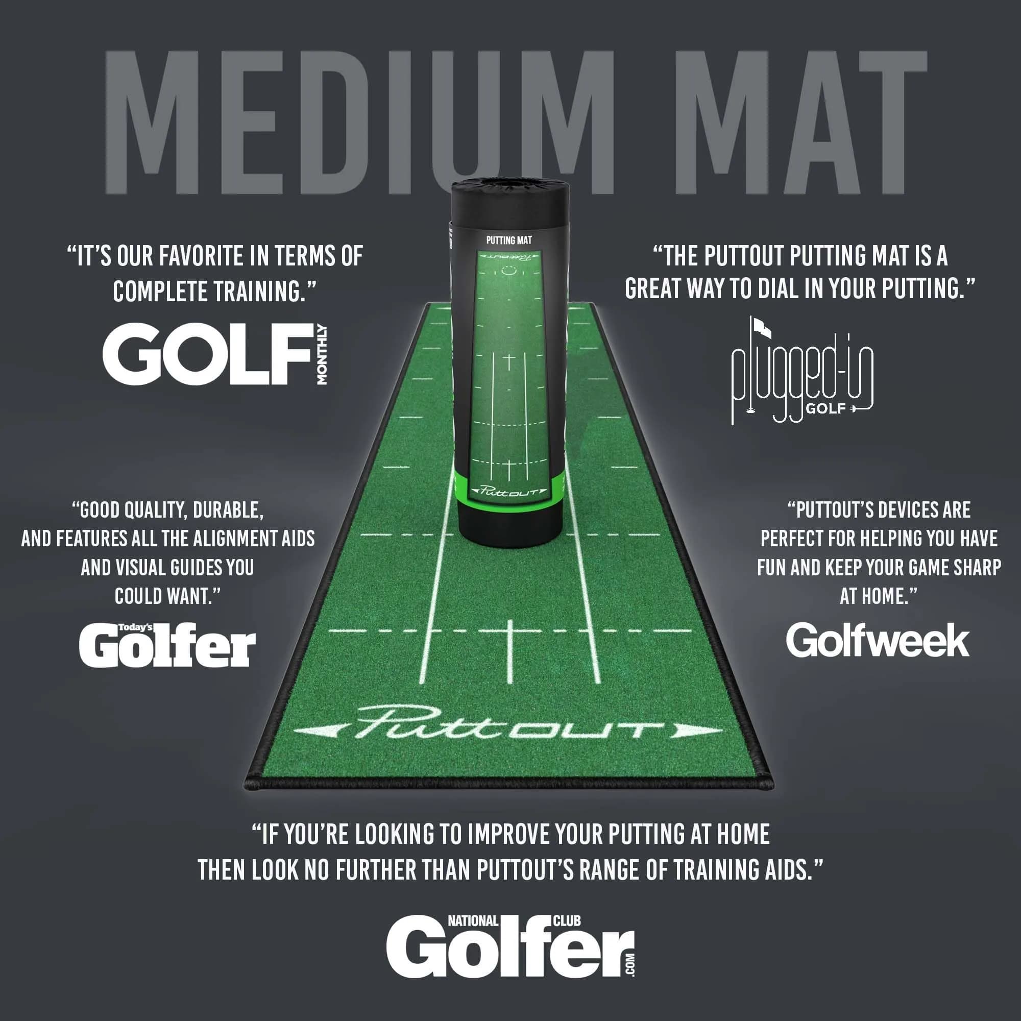 PuttOut Medium Putting Mat - Perfect Your Golf Putting (7.9ft x 1.6ft) | Smooth Medium-Fast Roll for Home Practice - view 9