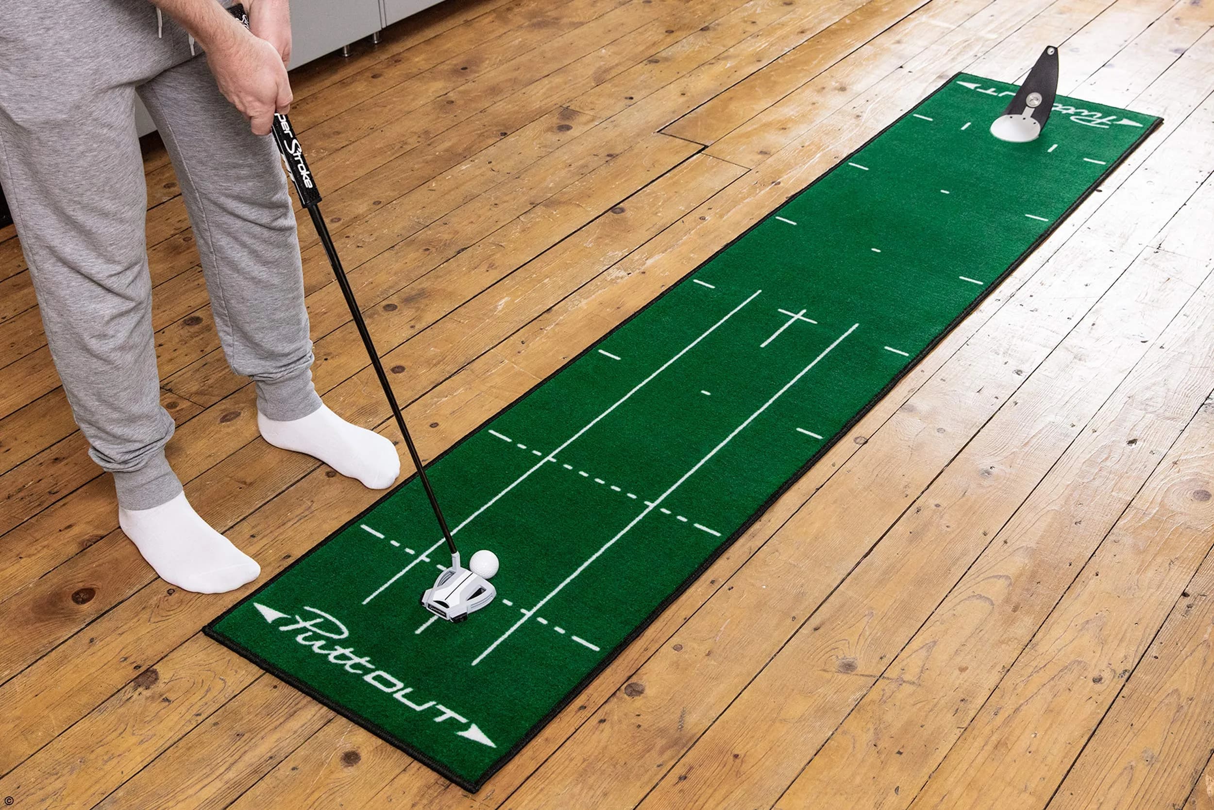 PuttOut Medium Putting Mat - Perfect Your Golf Putting (7.9ft x 1.6ft) | Smooth Medium-Fast Roll for Home Practice - view 2