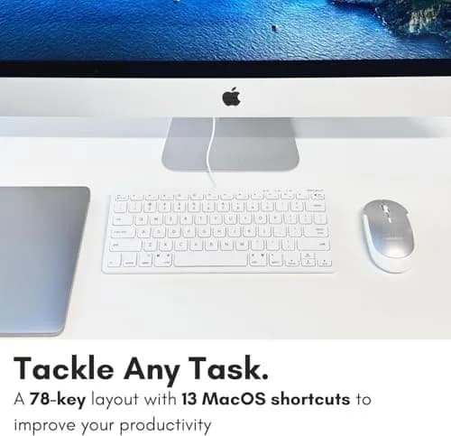 Macally SLIMKEYC USB Wired Keyboard White | 78 Scissor-Switch Keys & 13 Shortcut Keys thumbnail 4