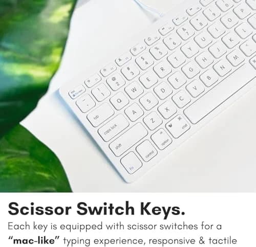 Macally SLIMKEYC USB Wired Keyboard White | 78 Scissor-Switch Keys & 13 Shortcut Keys thumbnail 5