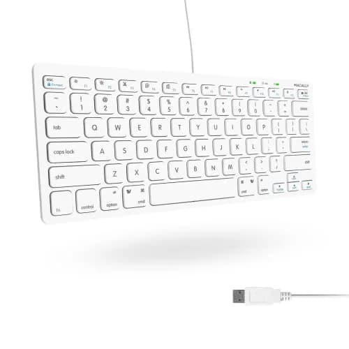 Macally SLIMKEYC USB Wired Keyboard White | 78 Scissor-Switch Keys & 13 Shortcut Keys thumbnail 1