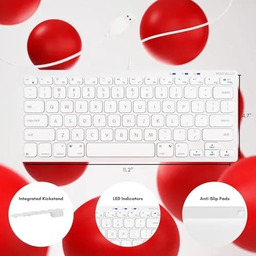 Macally SLIMKEYC USB Wired Keyboard White | 78 Scissor-Switch Keys & 13 Shortcut Keys thumbnail 7