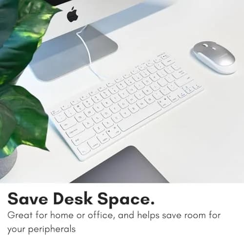 Macally SLIMKEYC USB Wired Keyboard White | 78 Scissor-Switch Keys & 13 Shortcut Keys thumbnail 2