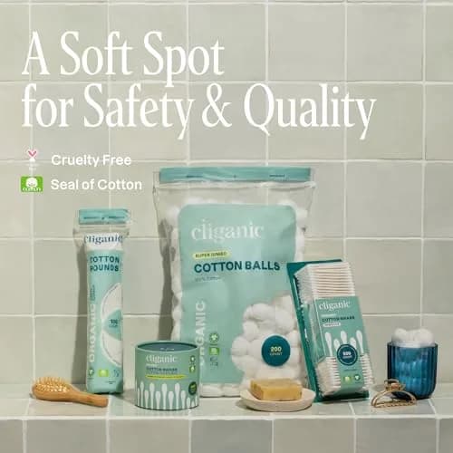 Cliganic Premium Cotton Rounds for Face, Makeup Remover Pads, 300 Count | Ultra-Soft, Hypoallergenic & Lint-Free thumbnail 5