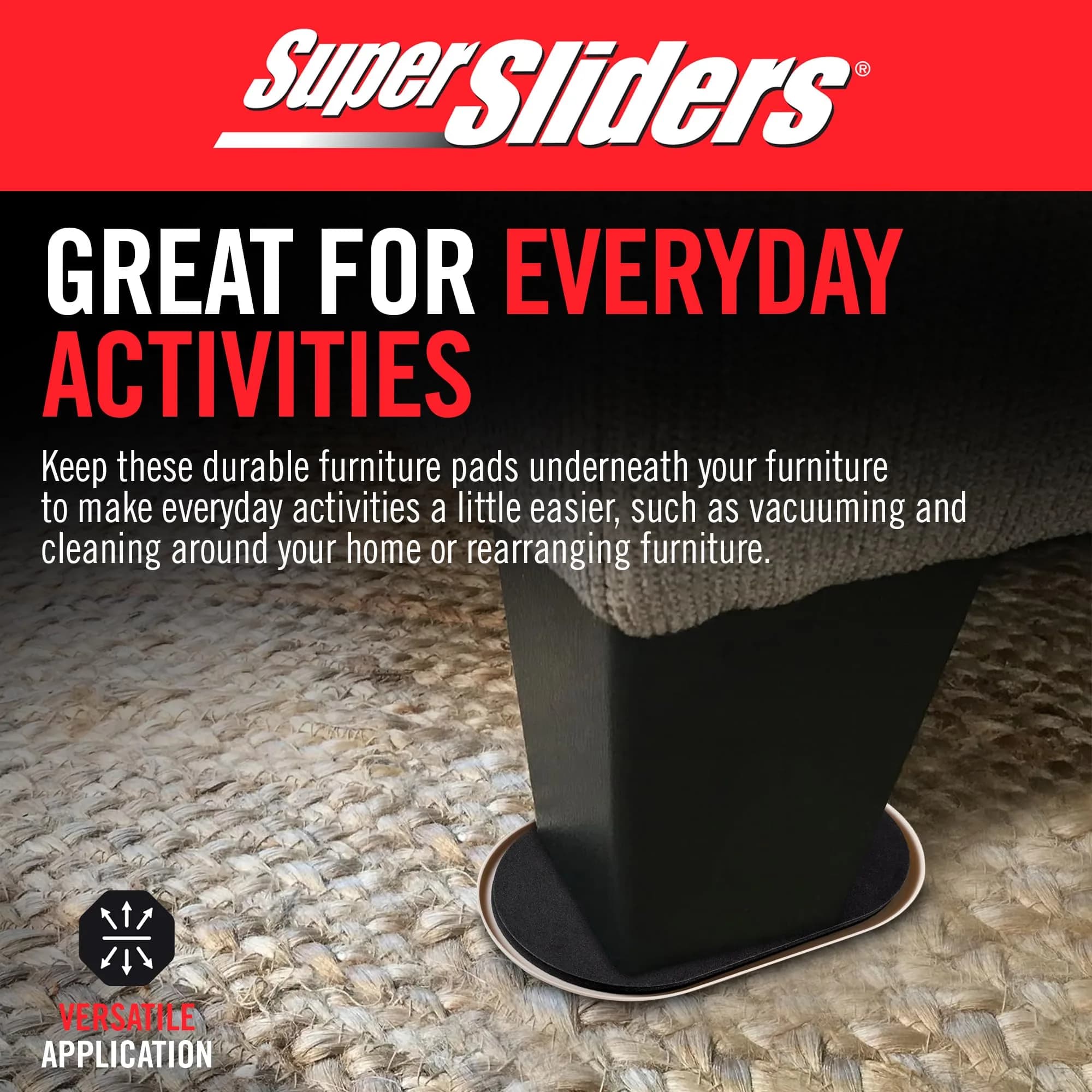 Super Sliders Reusable XL Heavy Furniture Moving Sliders 23cm x 14.6cm (9.5" x 5.75") | For Carpet, Hardwood, Tile & Linoleum - view 6