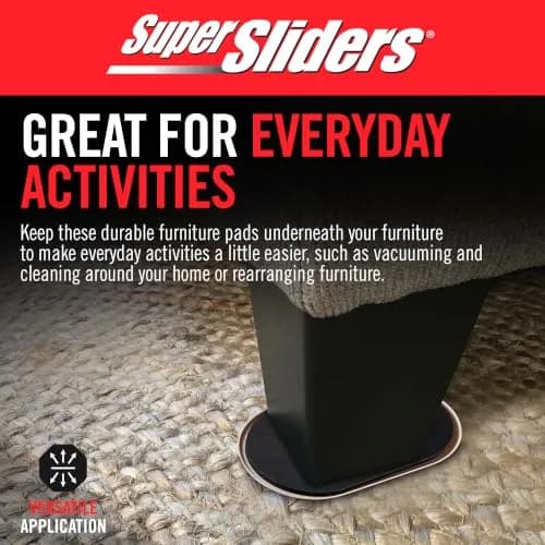Super Sliders Reusable XL Heavy Furniture Moving Sliders 23cm x 14.6cm (9.5" x 5.75") | For Carpet, Hardwood, Tile & Linoleum thumbnail 6
