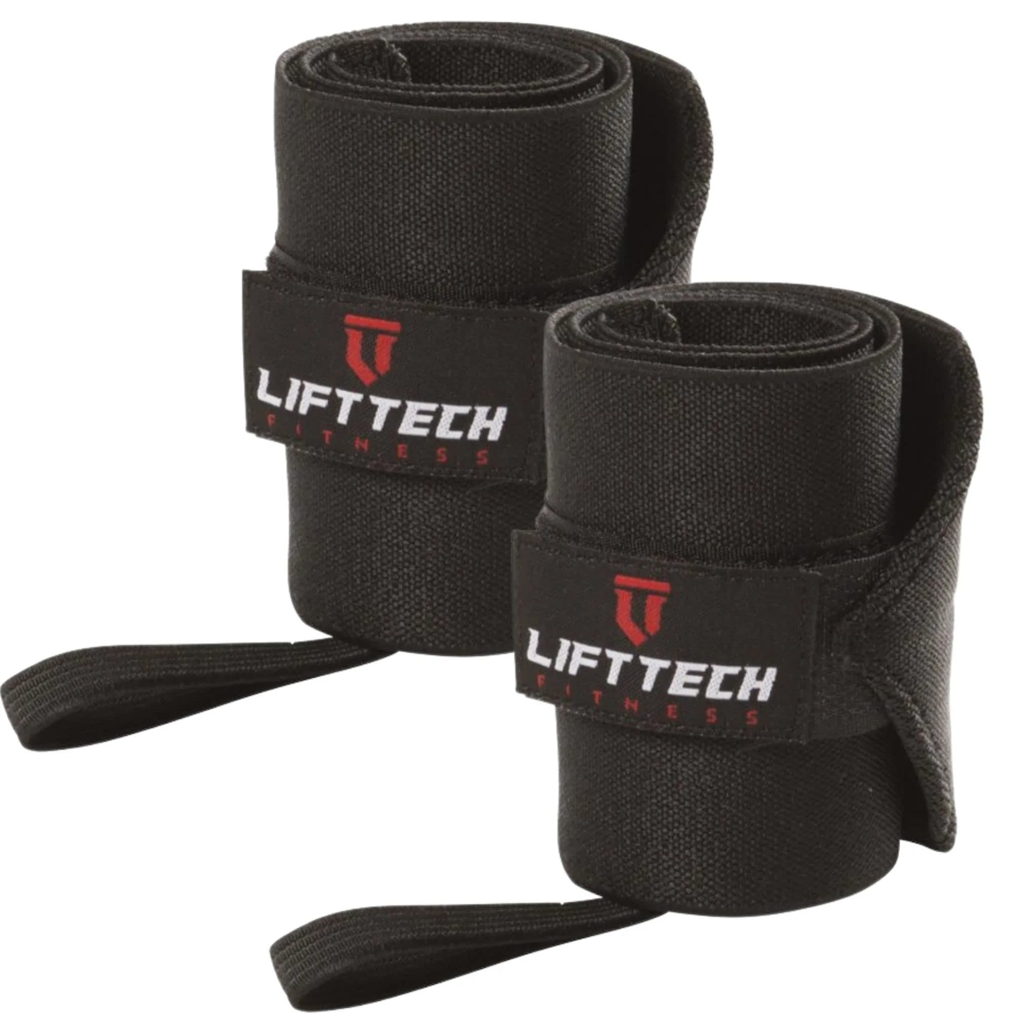 Lift Tech Fitness PRO 20'' Lifting Wrist Wraps - Black & Silver Support for Heavy Lifting (120 chars) — Black