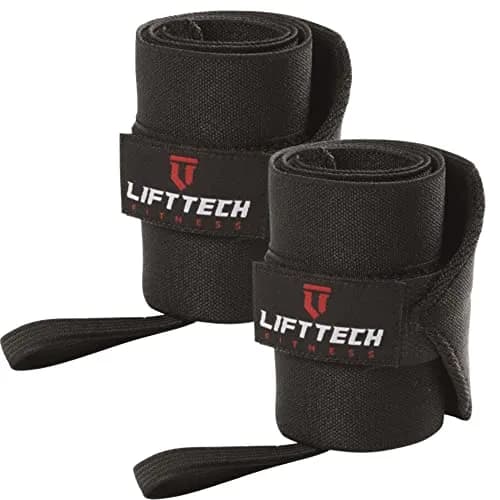 Lift Tech Fitness PRO 20'' Lifting Wrist Wraps | Black Support for Heavy Lifting & Powerlifting thumbnail 1