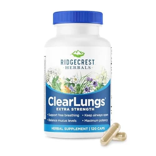 RidgeCrest Herbals ClearLungs Extra Strength Lung Support 120 Ct | Natural Respiratory Aid for Adults thumbnail 1