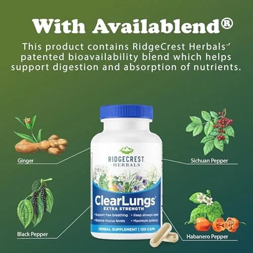 RidgeCrest Herbals ClearLungs Extra Strength Lung Support 120 Ct | Natural Respiratory Aid for Adults thumbnail 7