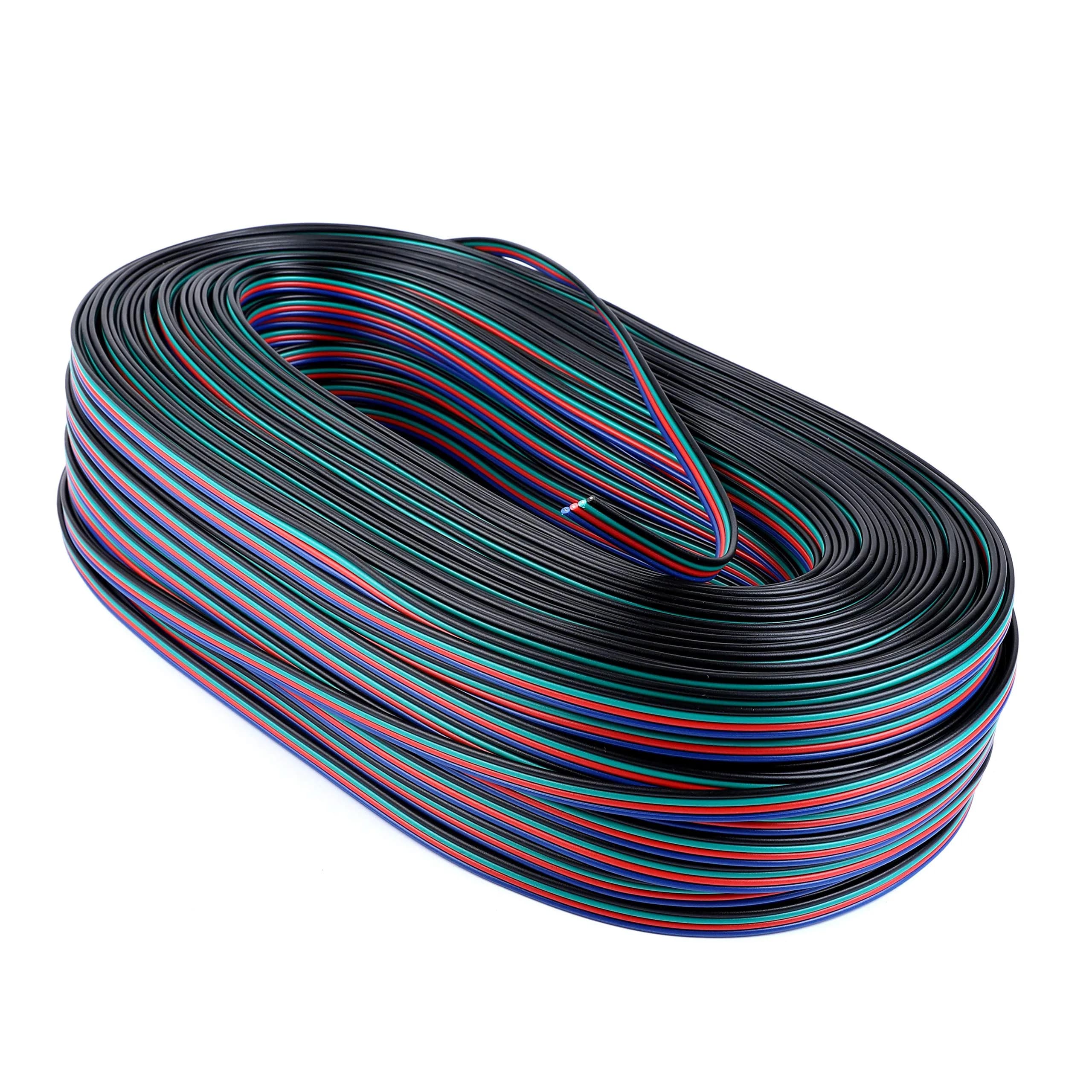 Inovat 100M 328FT 22AWG 4 Pin RGB Extension Wire Cable Line for RGB 3528 5050 LED Strip Light | Flexible, High-Quality RGB Extension Cable - main product image