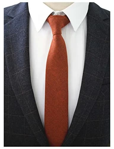JEMYGINS Orange Cotton Cashmere Wool Skinny Tie 6cm (2.4") x 147cm (58") | Unique Design for Standout Style thumbnail 2