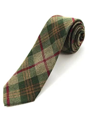 JEMYGINS 2.4" Mens Cotton Skinny Tie Plaid Cashmere Wool | Unique Design for Formal & Party Wear thumbnail 1