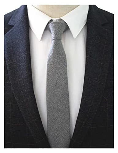 JEMYGINS 2.4" Cotton Necktie Gray Mens Cashmere Wool Skinny Tie | Unique Design for Business & Party (70-120 chars) thumbnail 2