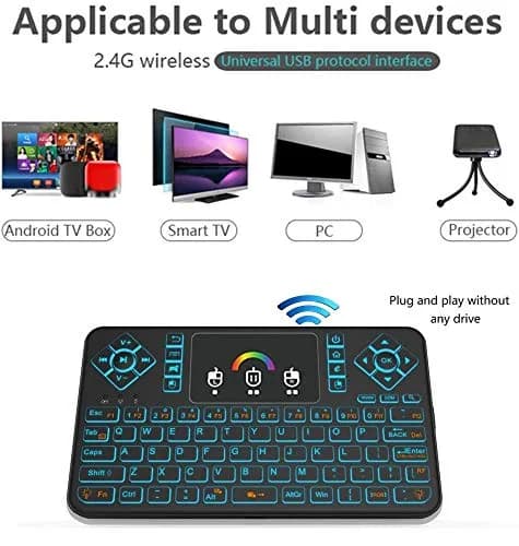 Dupad story Q9 Mini Wireless Keyboard with Touchpad | Colorful Backlit Compact Rechargeable Keyboard for PC, Android TV, Raspberry Pi, Windows thumbnail 3
