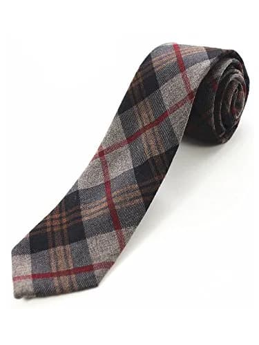 JEMYGINS 2.4" Mens Cotton Skinny Tie Plaid Cashmere Wool Necktie | Unique Design for Business & Party (70-120 chars) thumbnail 1