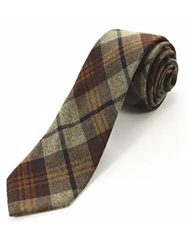 JEMYGINS 2.4" Mens Cotton Skinny Tie Plaid Cashmere Wool | Unique Design for Formal & Party (110 characters) thumbnail 1
