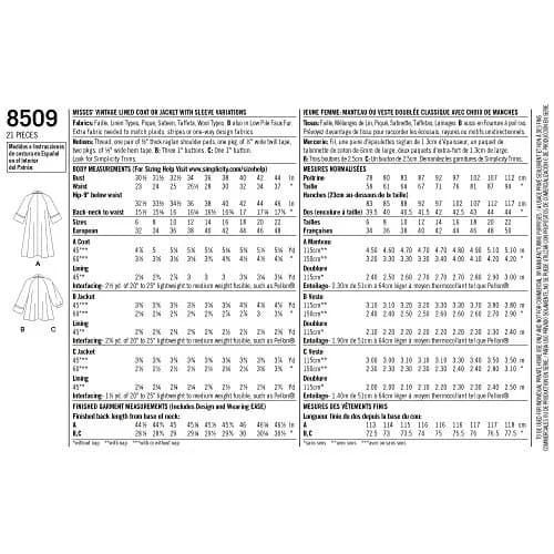 Simplicity Vintage Misses' Coat or Jacket Pattern, H5 (6-8-10-12-14) | Classic Sewing Pattern for Women thumbnail 5