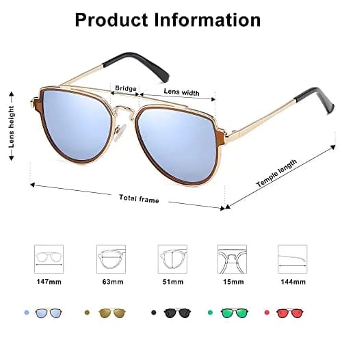 SOJOS Retro Polarized Double Bridge Sunglasses for Men Women SJ1051 | 63mm (2.48in) Lens Width thumbnail 2