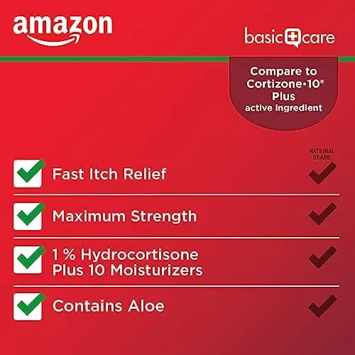Amazon Basic Care Hydrocortisone 1% Anti-Itch Cream 59ml (2 Oz) | Fast Relief for Rashes & Inflammation thumbnail 1