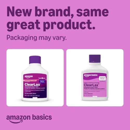 Amazon Basics ClearLax Polyethylene Glycol 3350 Powder for Solution 501.5 g (1.11 lb) | Osmotic Laxative for Relief thumbnail 2